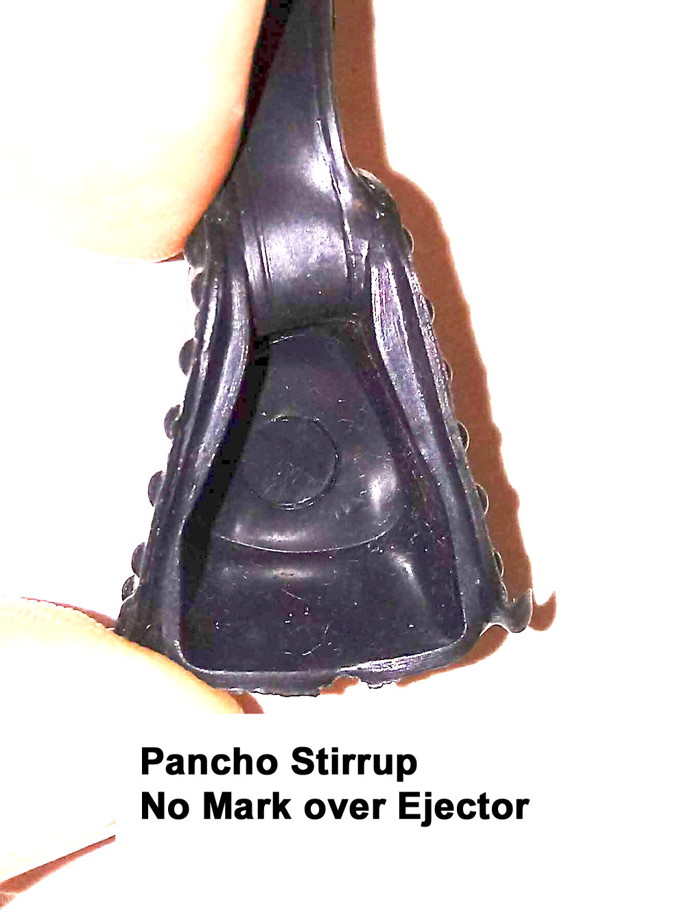 Pancho Stirrup, No Number, All Pancho Stirrups have 1 large ejector pin mark inside the stirrup.